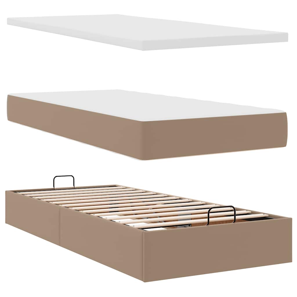 vidaXL Οθωμανικό κρεβάτι με στρώματα Cappucino 180x200cm Faux Leather