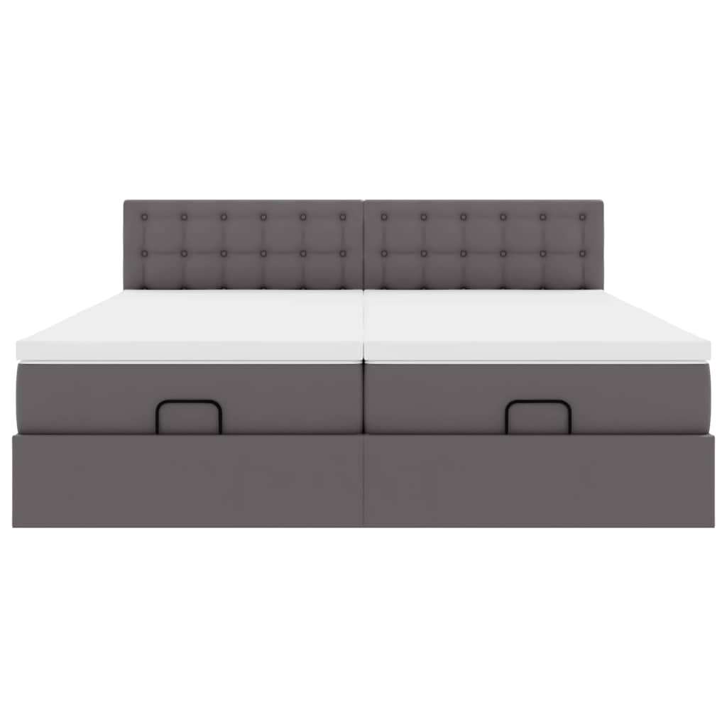 vidaXL Οθωμανικό κρεβάτι με στρώματα Γκρι 200x200cm Faux Leather