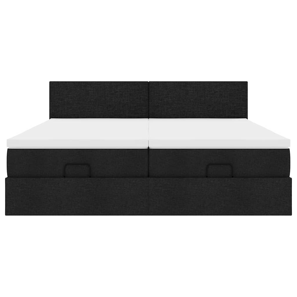 vidaXL Οθωμανικό κρεβάτι με στρώματα Μαύρο 160x200cm Ύφασμα