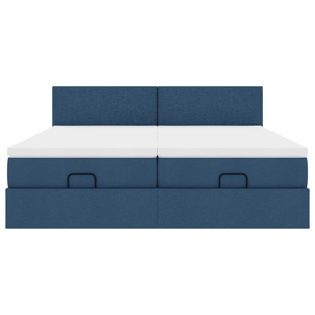 vidaXL Οθωμανικό κρεβάτι με στρώματα μπλε 160x200cm ύφασμα