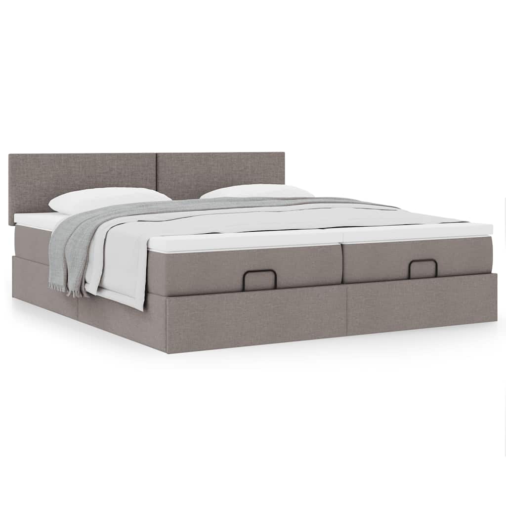 vidaXL Οθωμανικό κρεβάτι με στρώματα Taupe 180x200cm ύφασμα