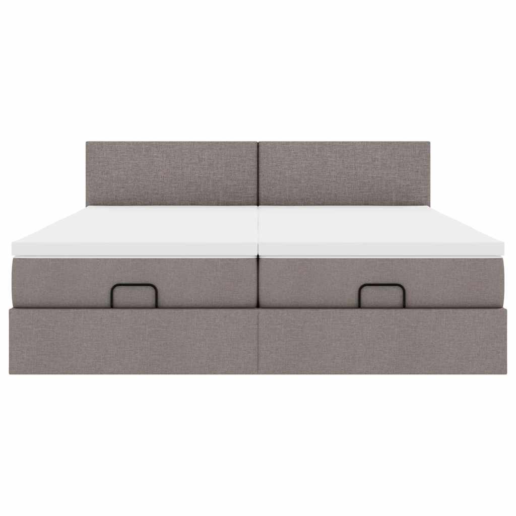 vidaXL Οθωμανικό κρεβάτι με στρώματα Taupe 180x200cm ύφασμα