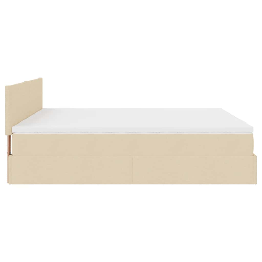vidaXL Οθωμανικό κρεβάτι με στρώματα Κρέμα 180x200cm ύφασμα
