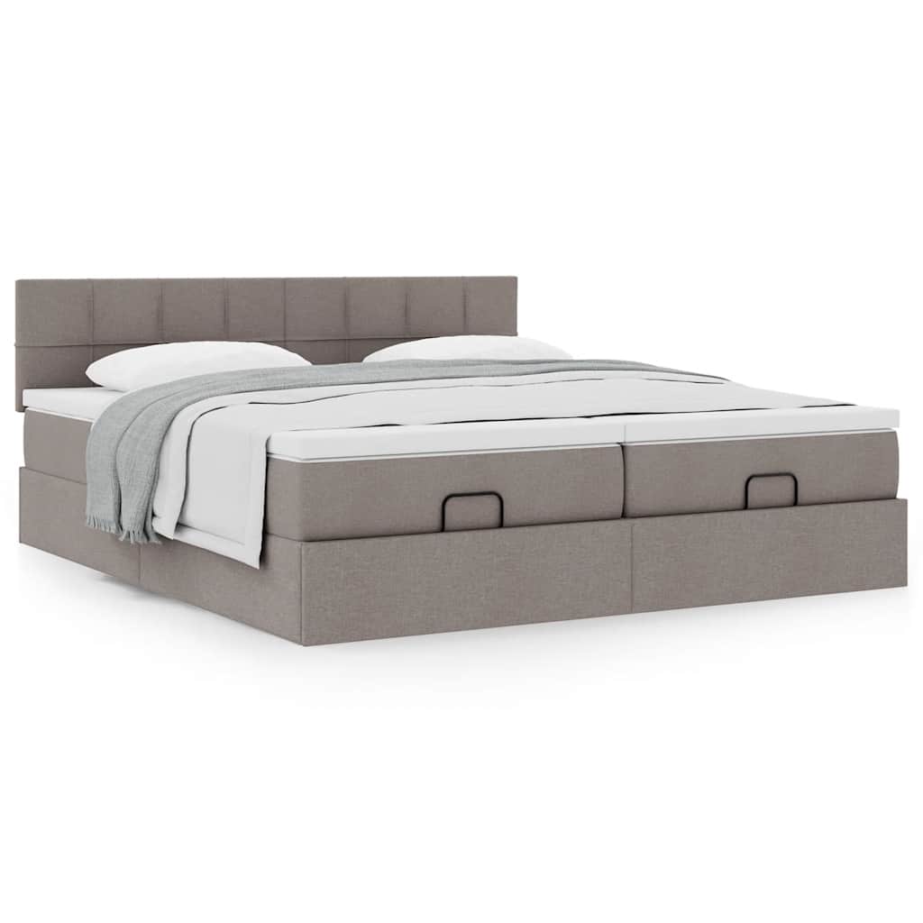 vidaXL Οθωμανικό κρεβάτι με στρώματα Taupe 160x200cm ύφασμα