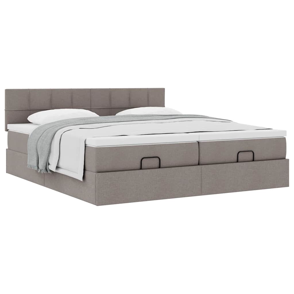 vidaXL Οθωμανικό κρεβάτι με στρώματα Taupe 160x200cm ύφασμα