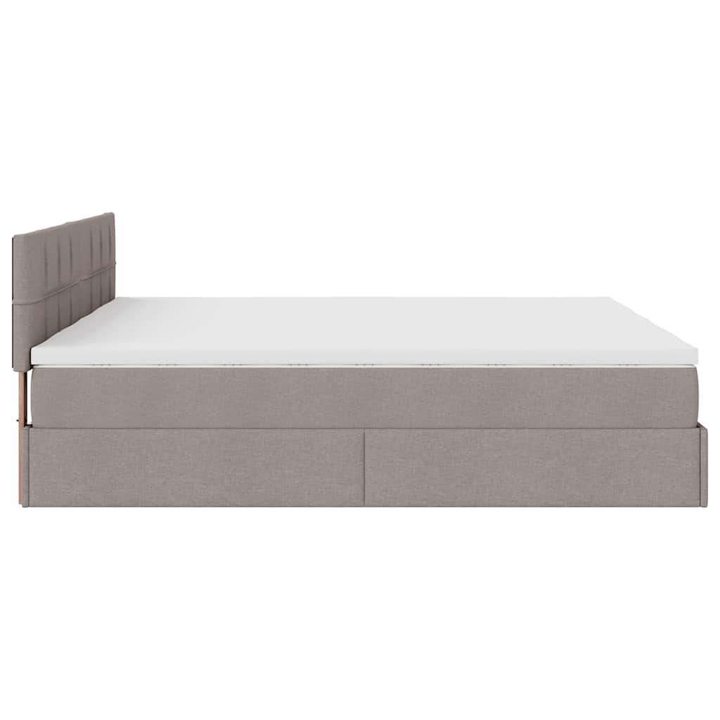vidaXL Οθωμανικό κρεβάτι με στρώματα Taupe 160x200cm ύφασμα