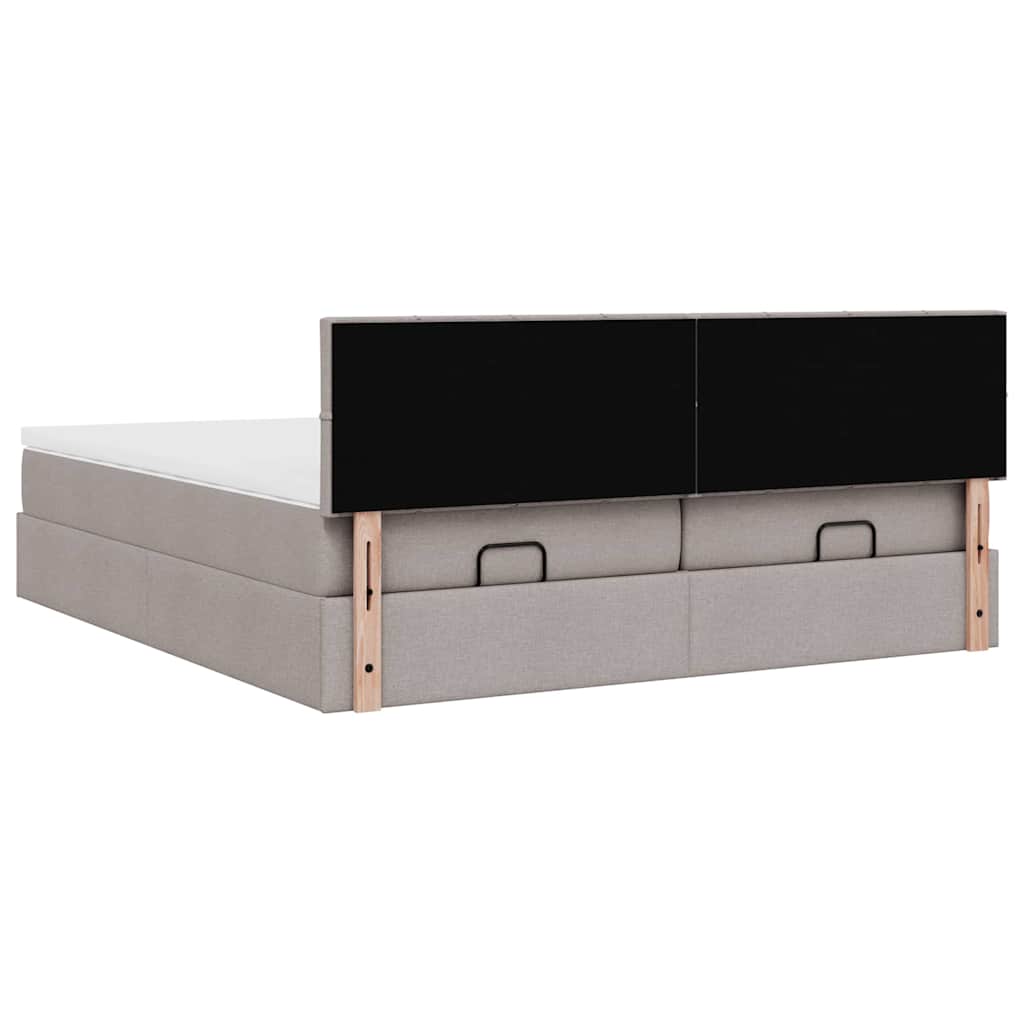 vidaXL Οθωμανικό κρεβάτι με στρώματα Taupe 160x200cm ύφασμα