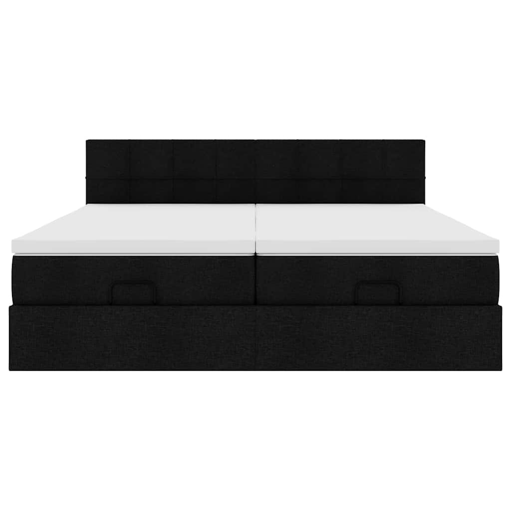 vidaXL Οθωμανικό κρεβάτι με στρώματα Μαύρο 180x200cm Ύφασμα