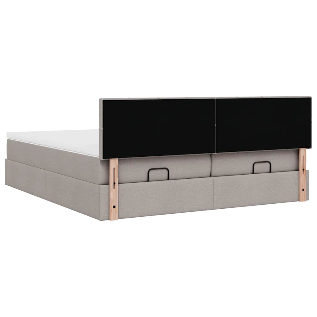 vidaXL Οθωμανικό κρεβάτι με στρώματα Taupe 180x200cm ύφασμα