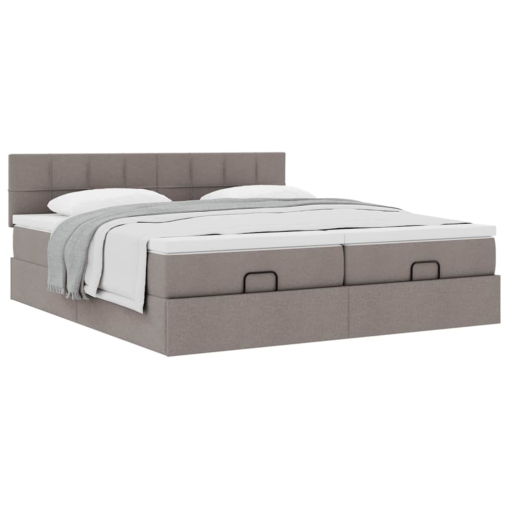 vidaXL Οθωμανικό κρεβάτι με στρώματα Taupe 200x200cm ύφασμα