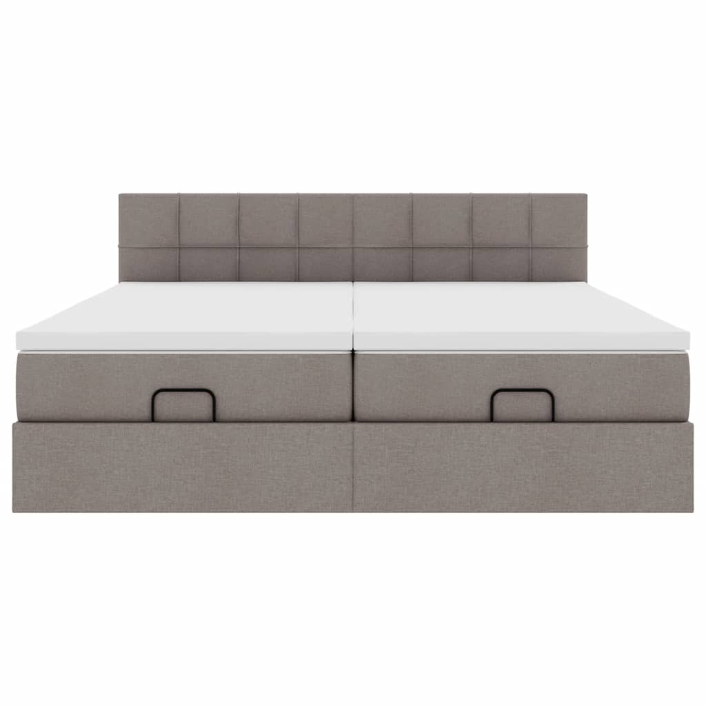 vidaXL Οθωμανικό κρεβάτι με στρώματα Taupe 200x200cm ύφασμα
