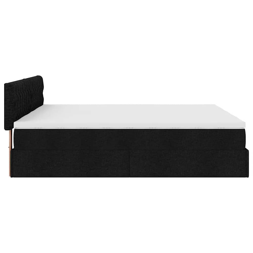 vidaXL Οθωμανικό κρεβάτι με στρώματα Μαύρο 160x200cm Ύφασμα