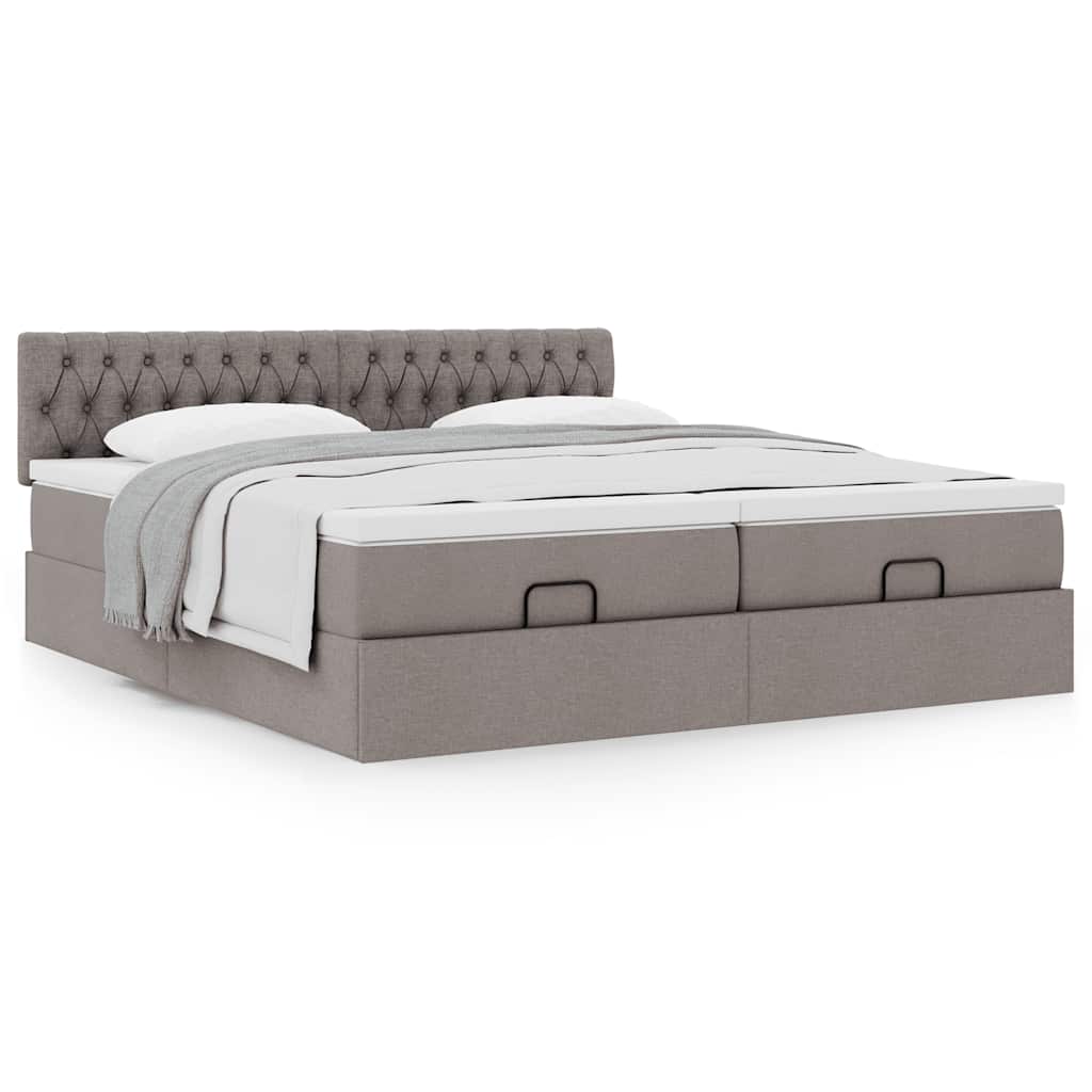 vidaXL Οθωμανικό κρεβάτι με στρώματα Taupe 160x200cm ύφασμα