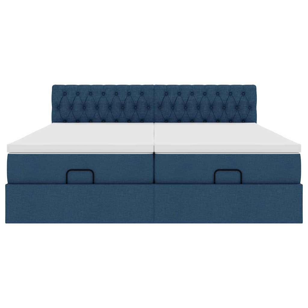 vidaXL Οθωμανικό κρεβάτι με στρώματα μπλε 160x200cm ύφασμα