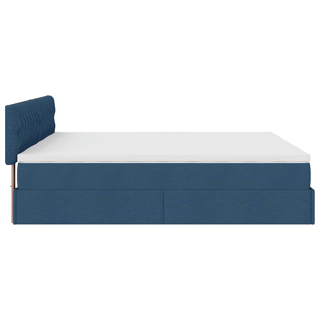 vidaXL Οθωμανικό κρεβάτι με στρώματα μπλε 160x200cm ύφασμα