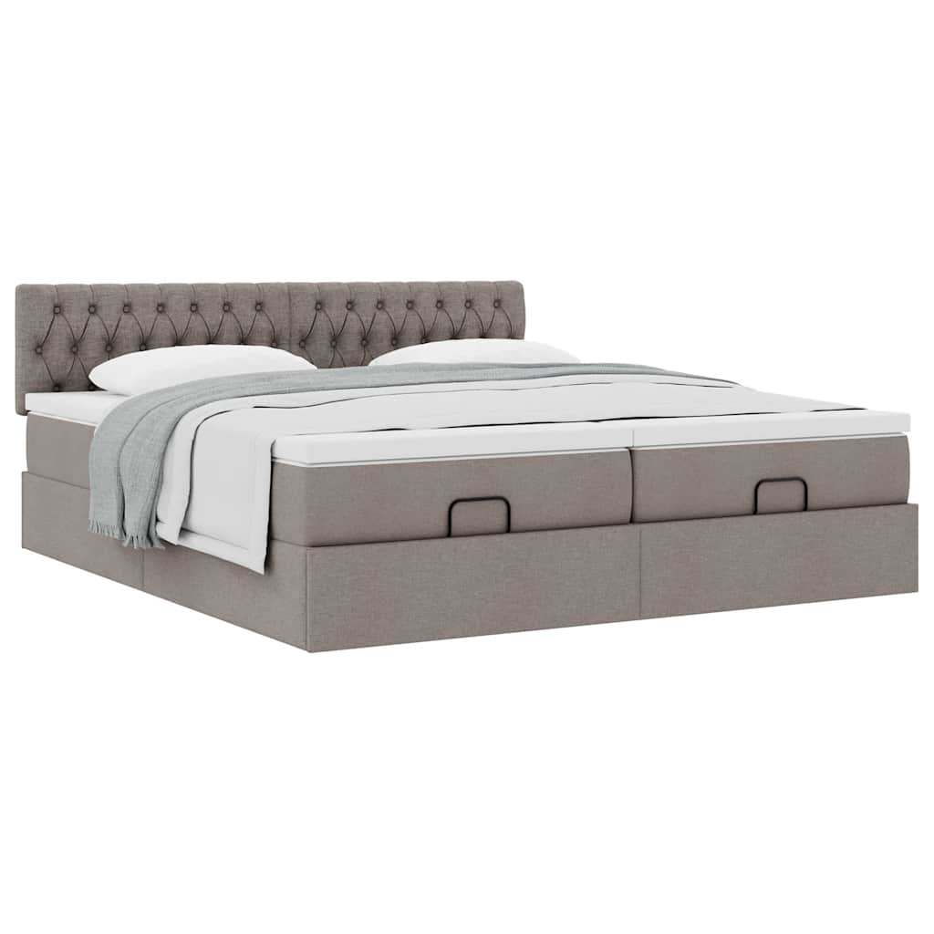 vidaXL Οθωμανικό κρεβάτι με στρώματα Taupe 180x200cm ύφασμα