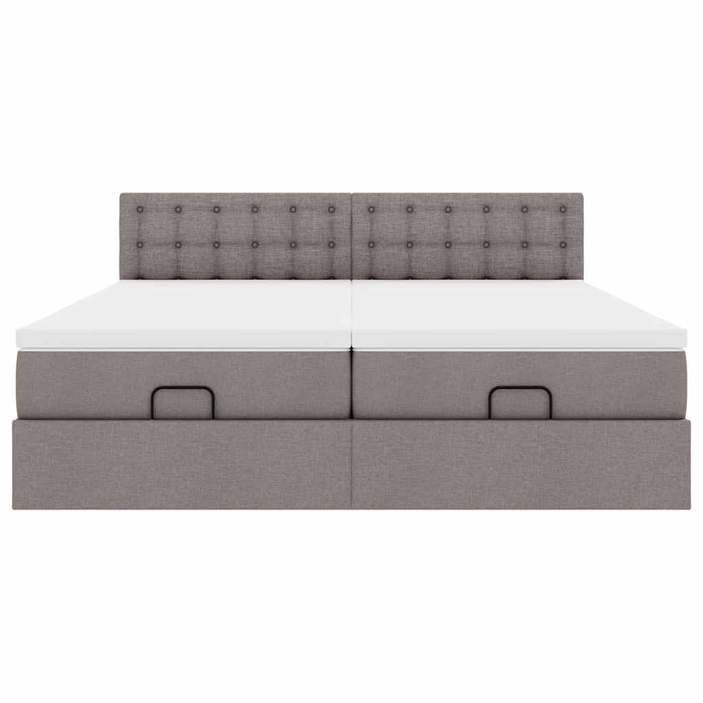 vidaXL Οθωμανικό κρεβάτι με στρώματα Taupe 160x200cm ύφασμα