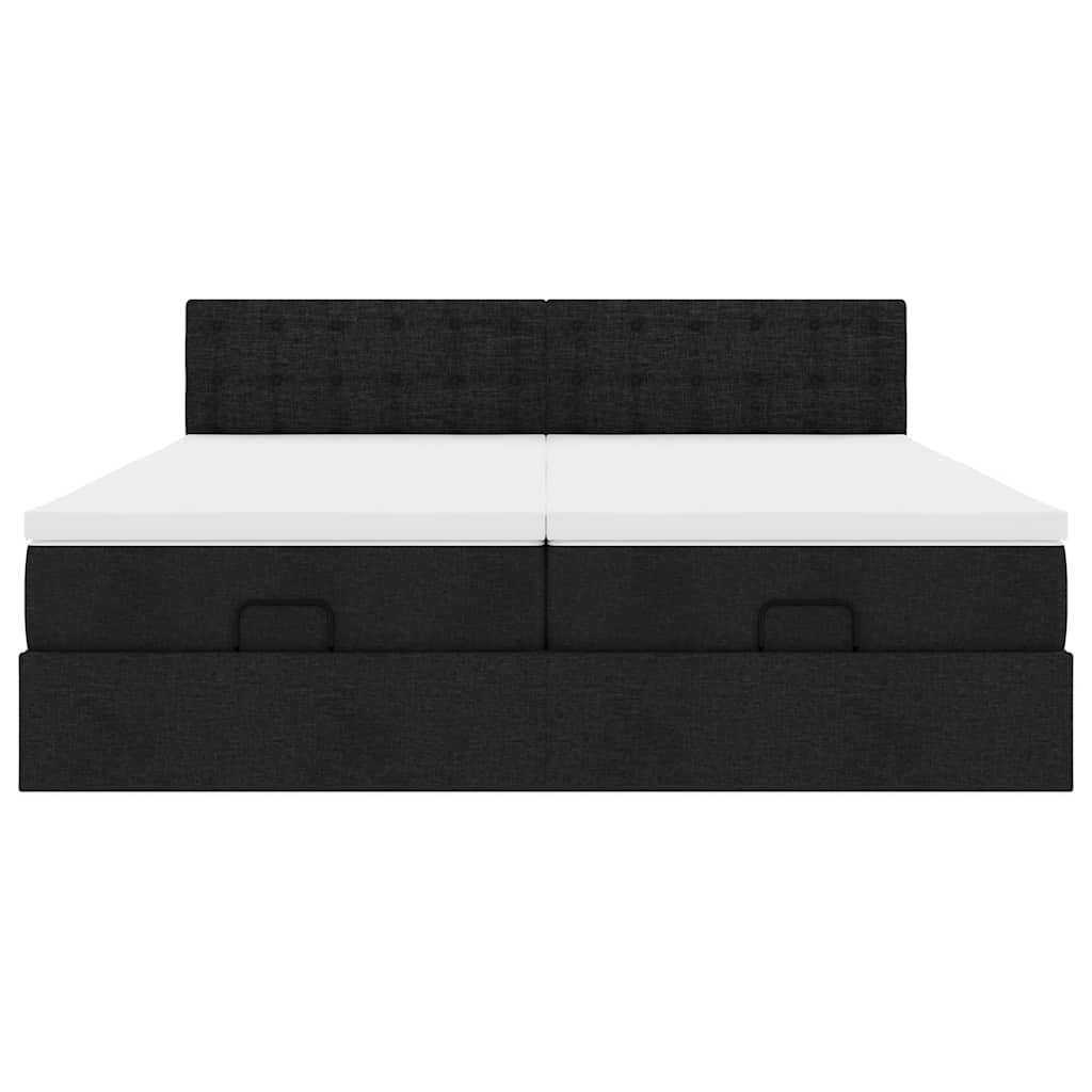 vidaXL Οθωμανικό κρεβάτι με στρώματα Μαύρο 180x200cm Ύφασμα
