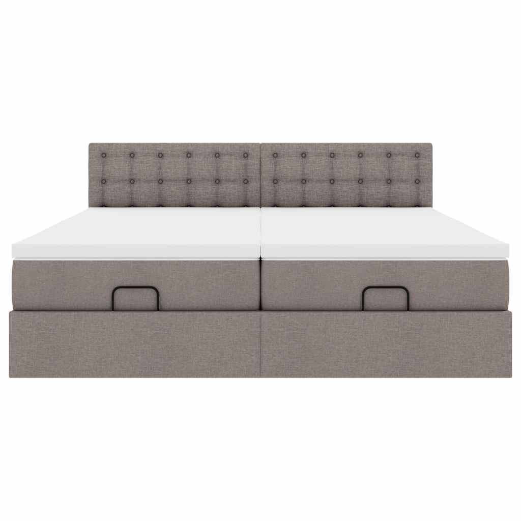 vidaXL Οθωμανικό κρεβάτι με στρώματα Taupe 180x200cm ύφασμα
