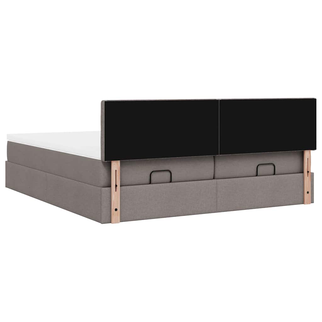 vidaXL Οθωμανικό κρεβάτι με στρώματα Taupe 180x200cm ύφασμα