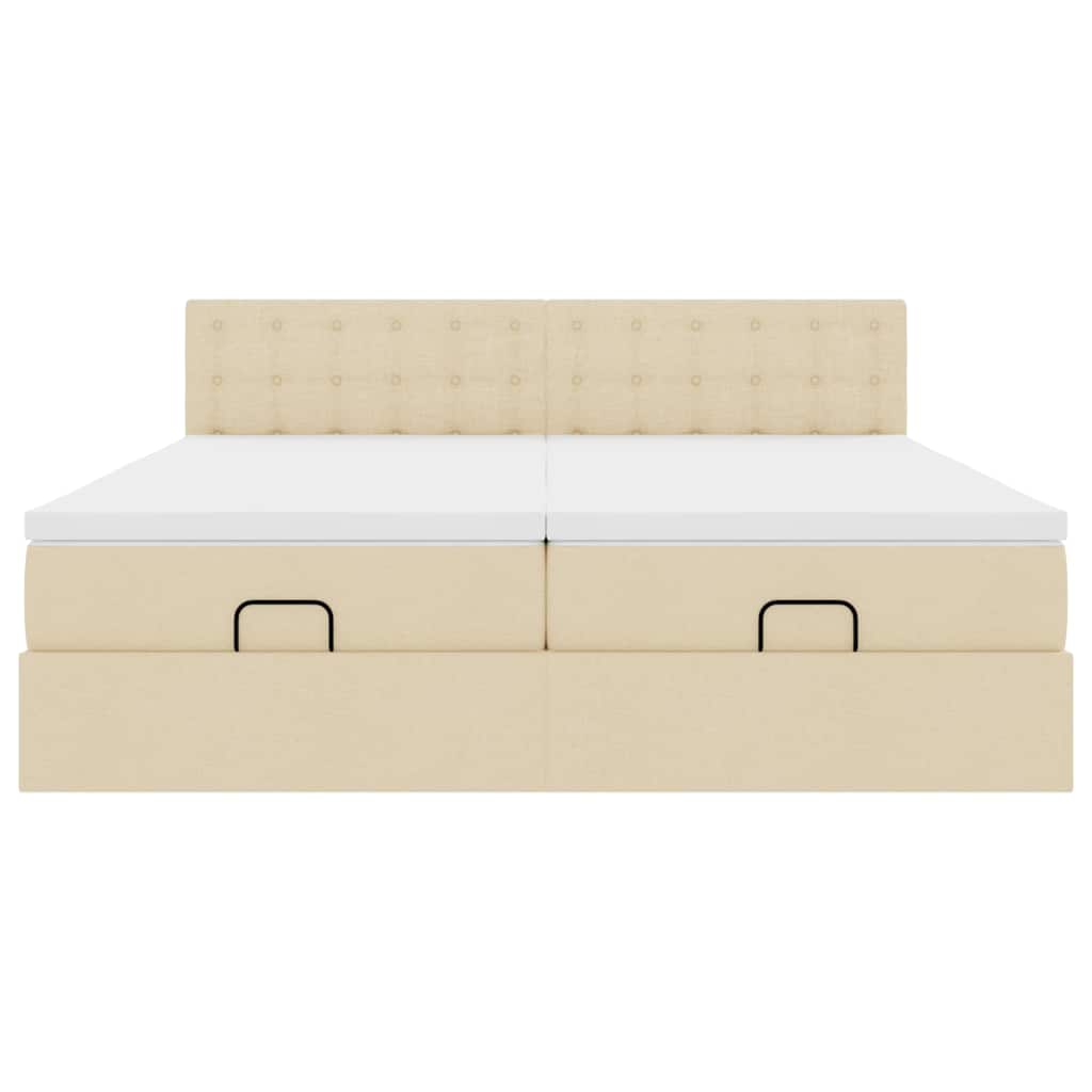 vidaXL Οθωμανικό κρεβάτι με στρώματα Κρέμα 180x200cm ύφασμα