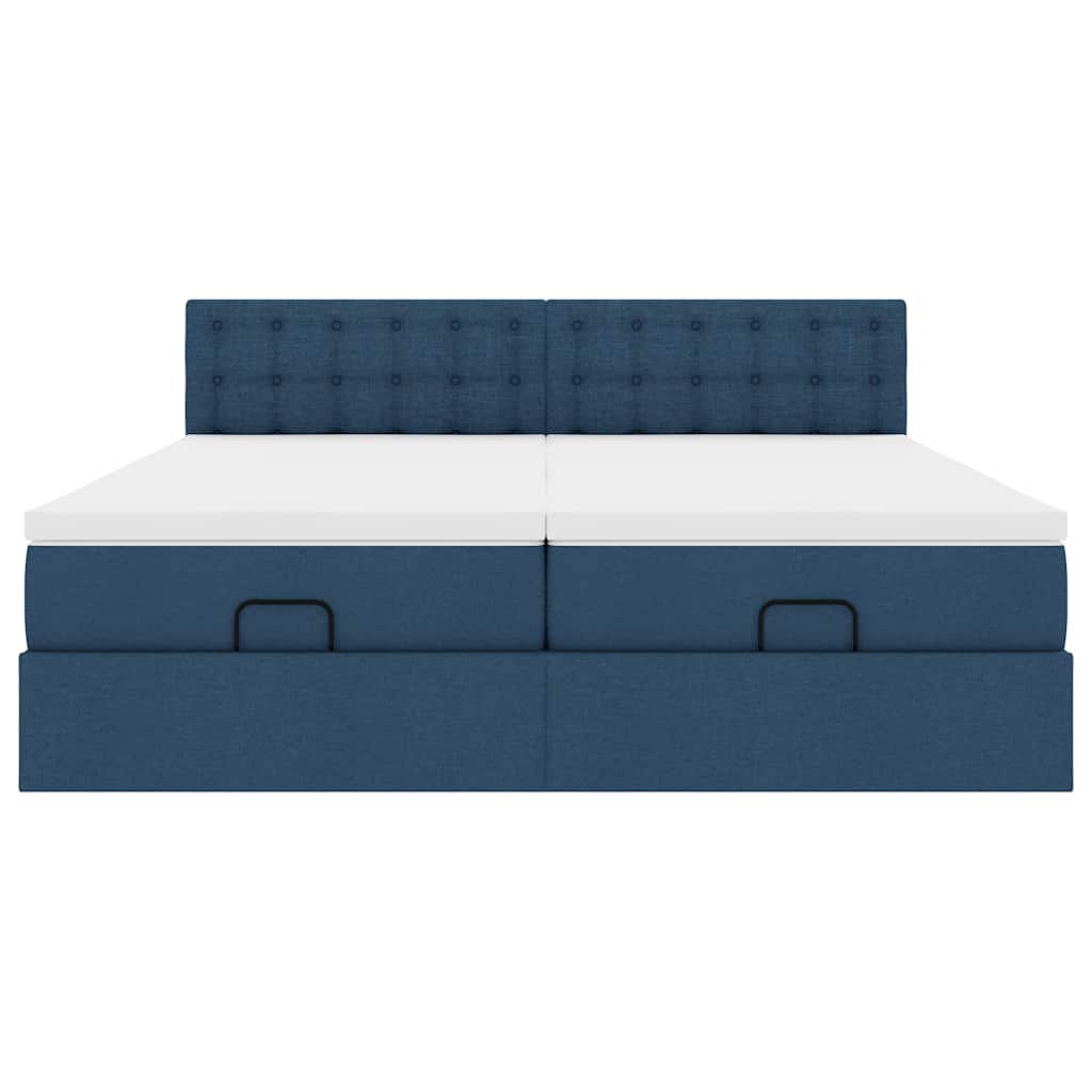 vidaXL Οθωμανικό κρεβάτι με στρώματα μπλε 180x200cm ύφασμα