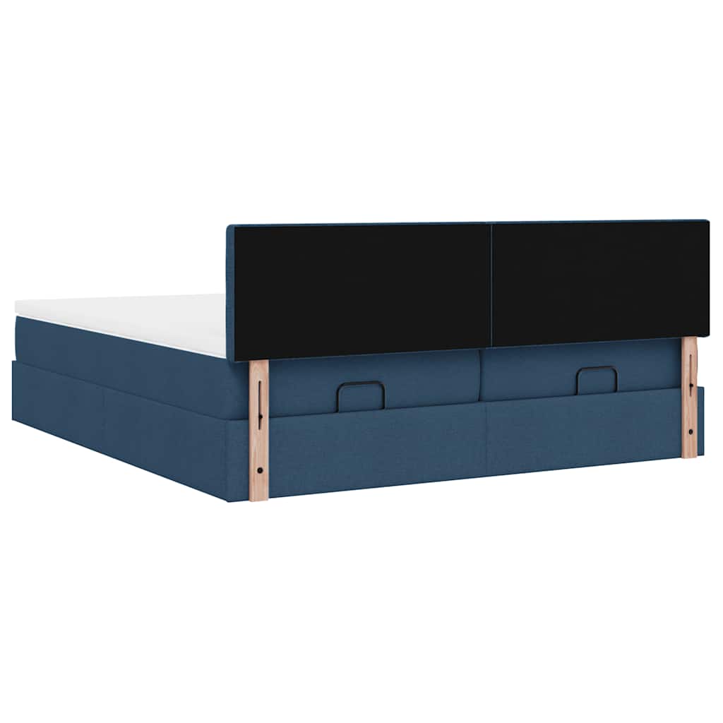 vidaXL Οθωμανικό κρεβάτι με στρώματα μπλε 180x200cm ύφασμα