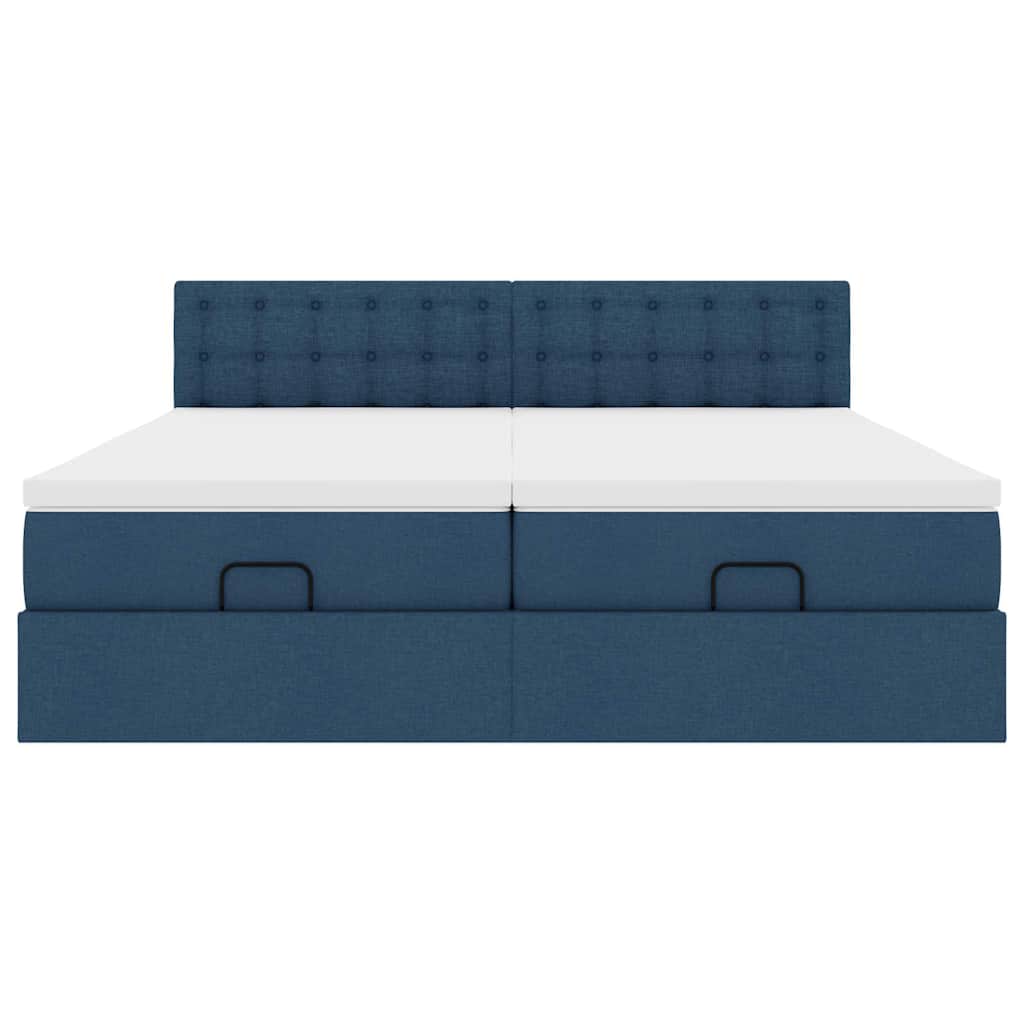 vidaXL Οθωμανικό κρεβάτι με στρώματα μπλε 200x200cm ύφασμα