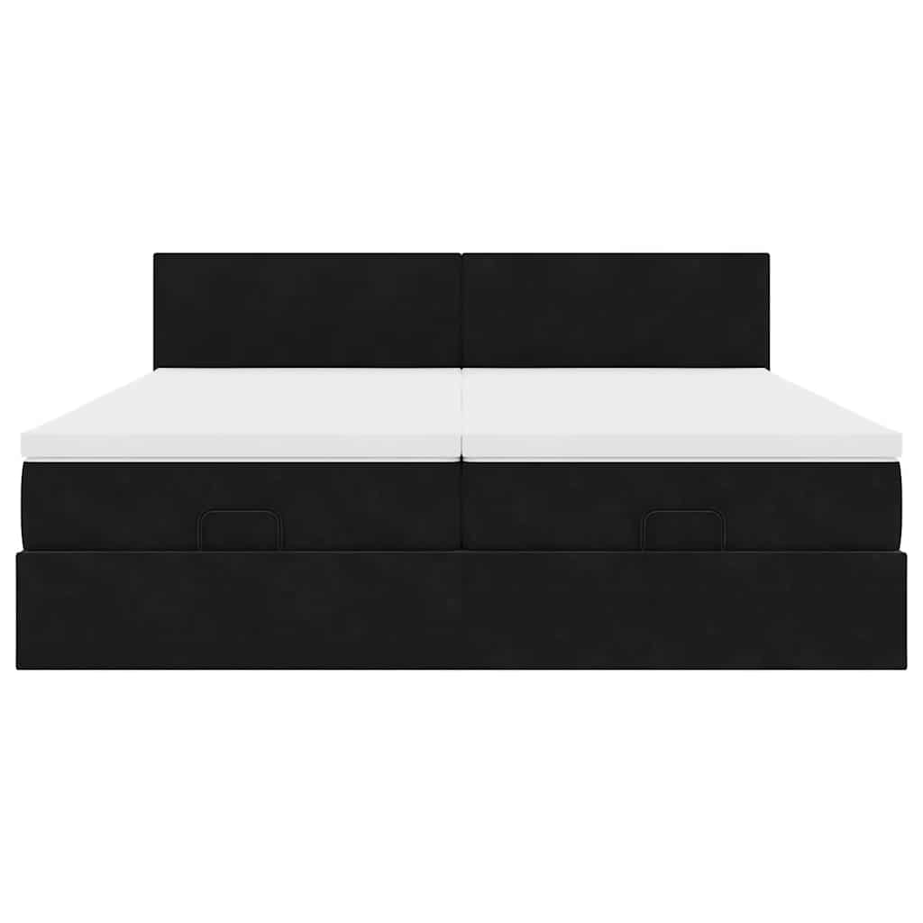 vidaXL Οθωμανικό κρεβάτι με στρώματα Μαύρο 160x200cm Velvet