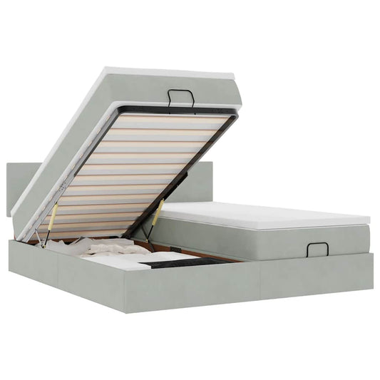 vidaXL Οθωμανικό κρεβάτι με στρώματα ανοιχτό γκρι 180x200cm Velvet