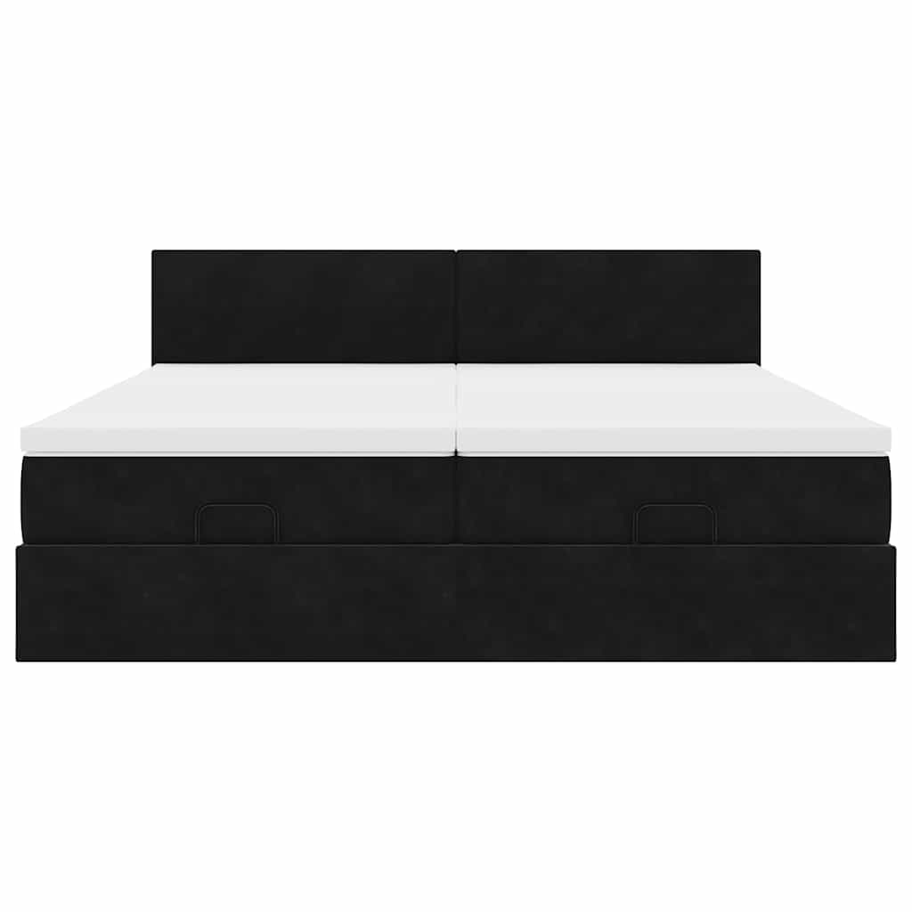 vidaXL Οθωμανικό κρεβάτι με στρώματα Μαύρο 180x200cm Velvet