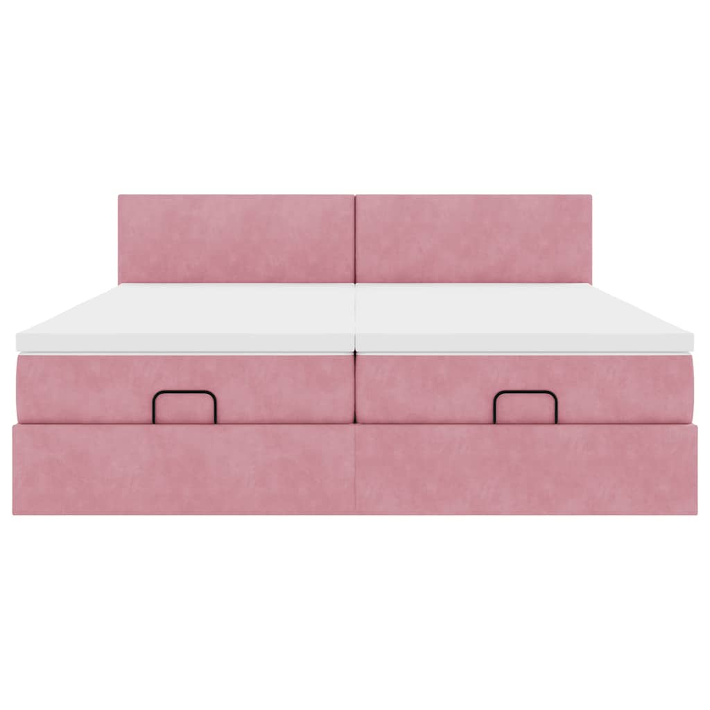 vidaXL Οθωμανικό κρεβάτι με στρώματα ροζ 180x200cm Velvet