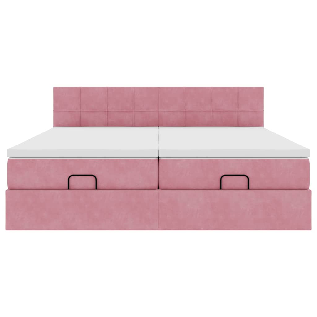 vidaXL Οθωμανικό κρεβάτι με στρώματα ροζ 160x200cm Velvet