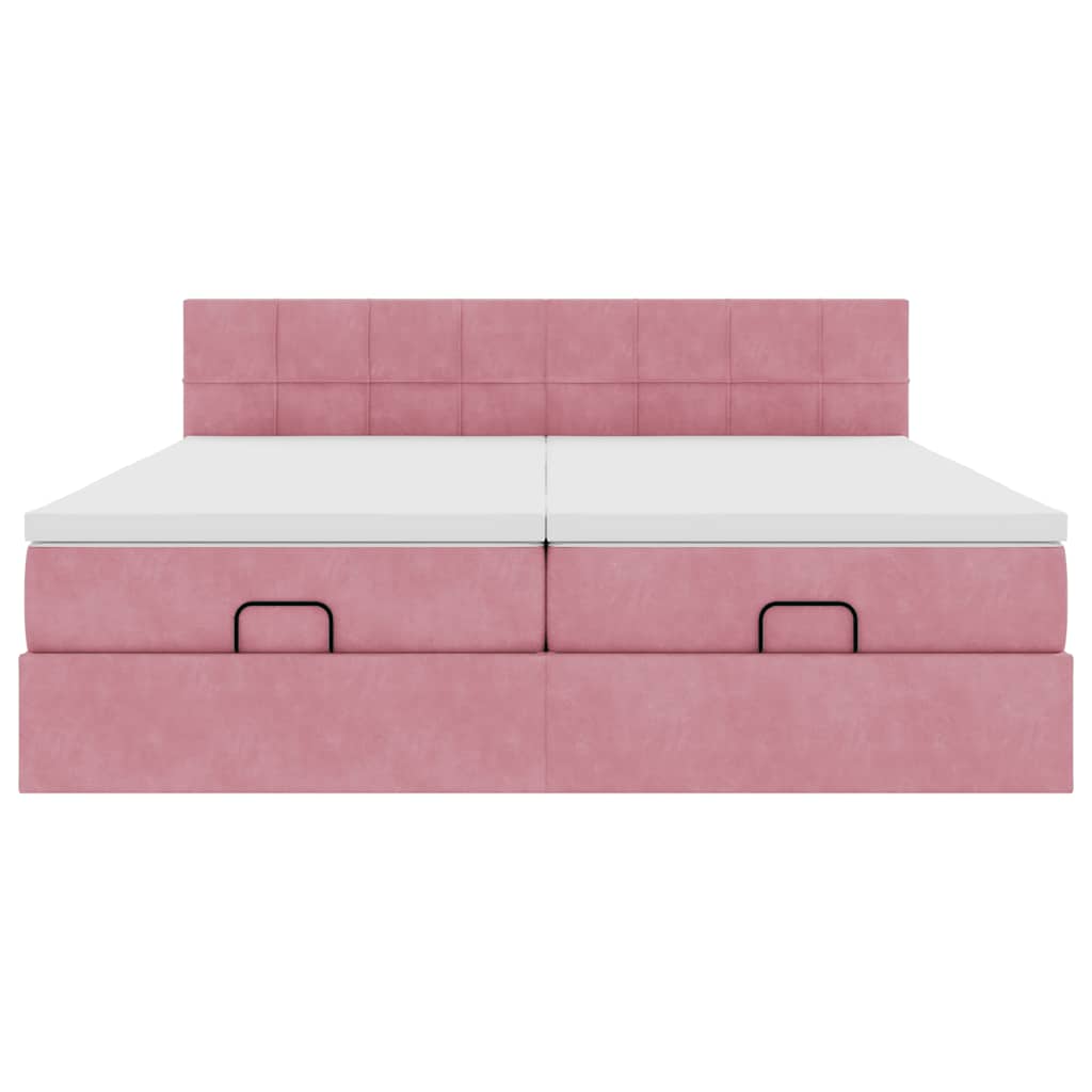 vidaXL Οθωμανικό κρεβάτι με στρώματα ροζ 180x200cm Velvet