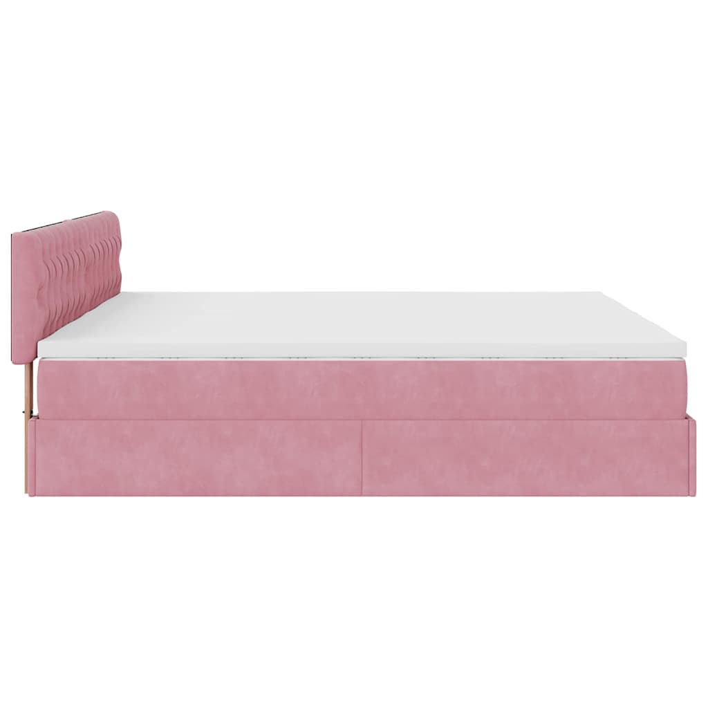 vidaXL Οθωμανικό κρεβάτι με στρώματα ροζ 160x200cm Velvet