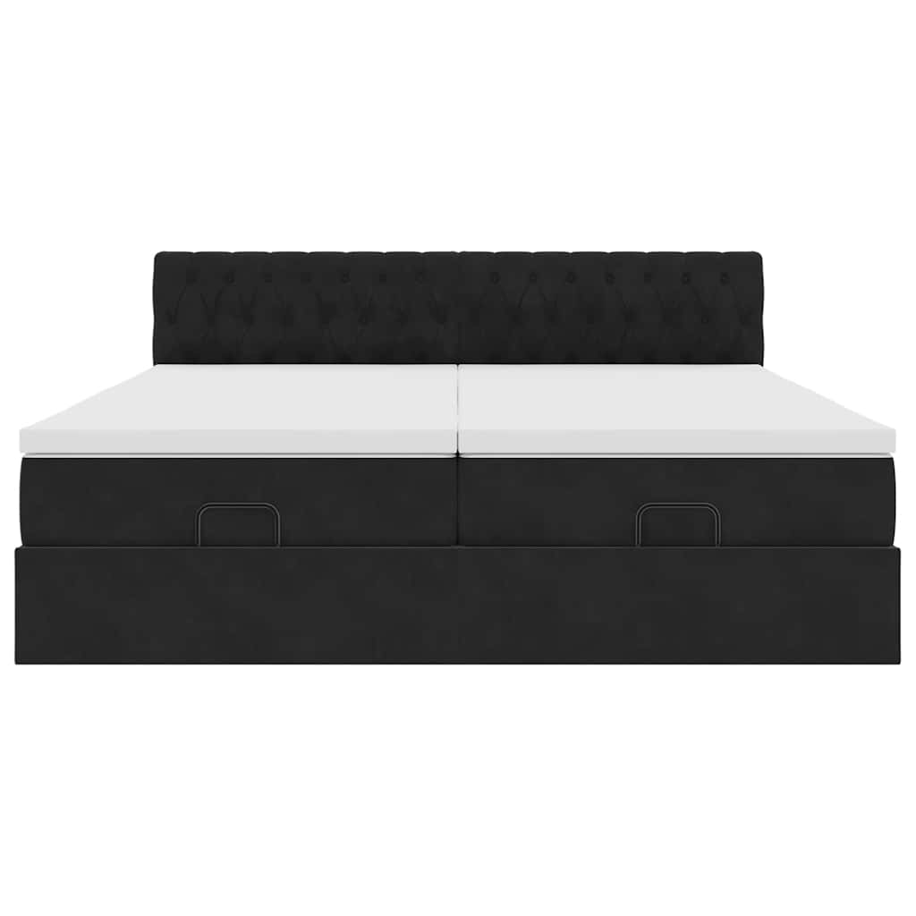 vidaXL Οθωμανικό κρεβάτι με στρώματα Μαύρο 180x200cm Velvet