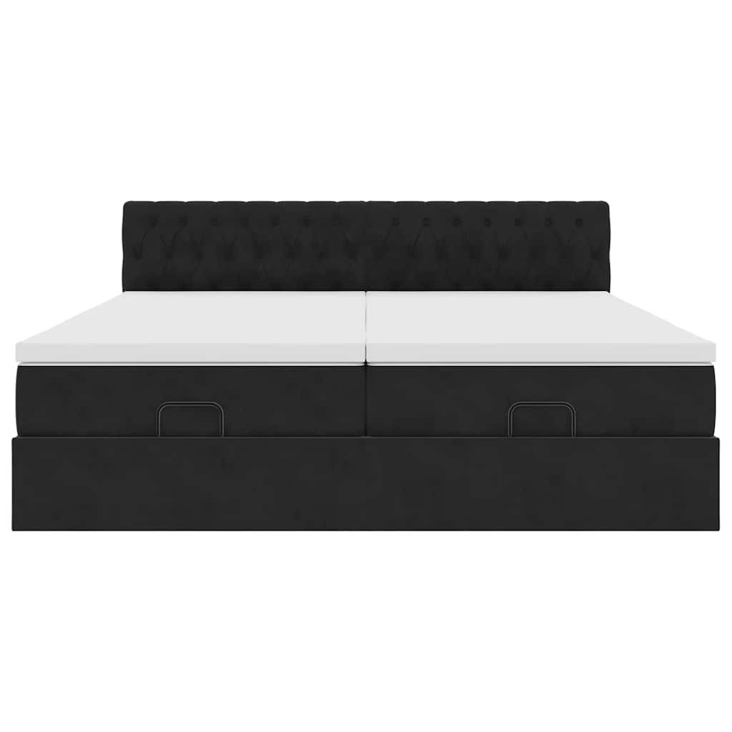 vidaXL Οθωμανικό κρεβάτι με στρώματα Μαύρο 200x200cm Velvet