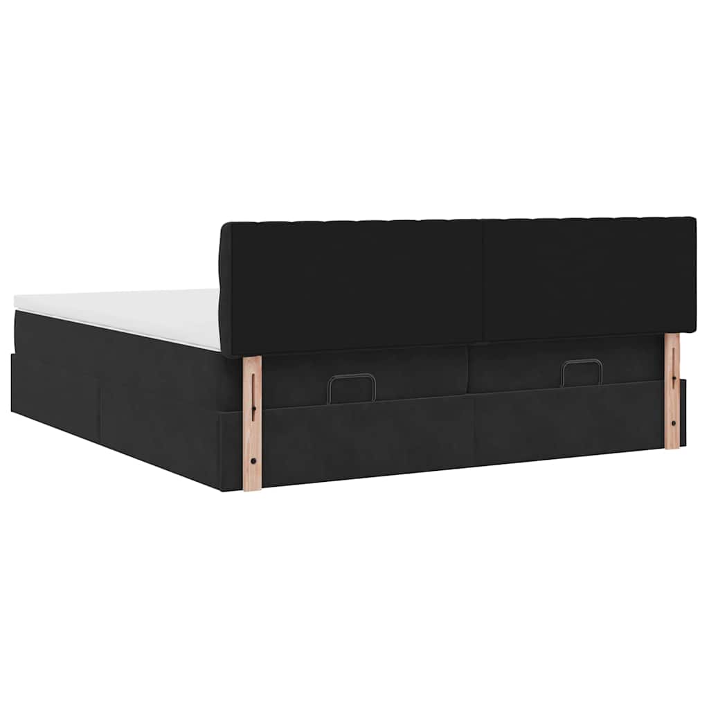 vidaXL Οθωμανικό κρεβάτι με στρώματα Μαύρο 200x200cm Velvet