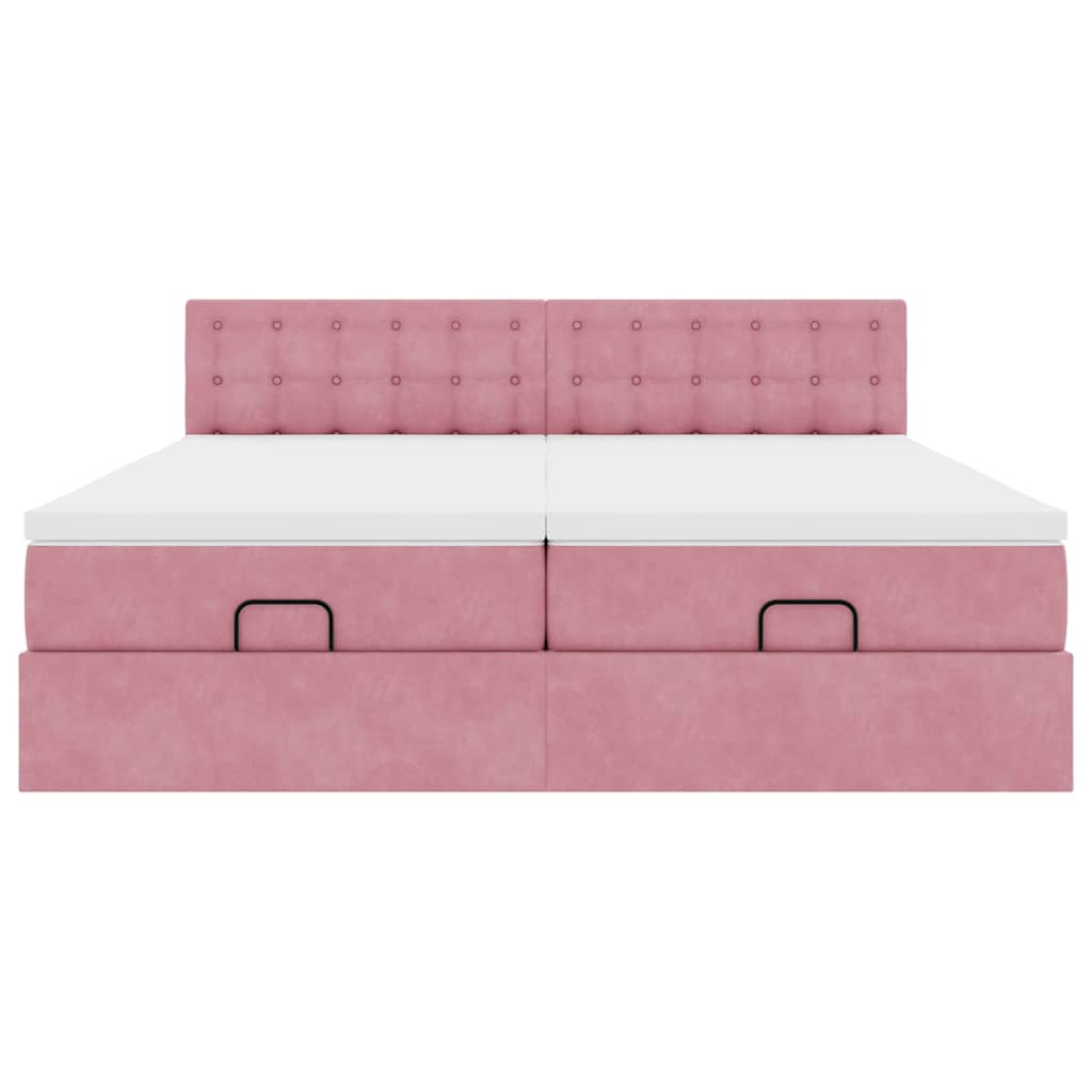vidaXL Οθωμανικό κρεβάτι με στρώματα ροζ 160x200cm Velvet