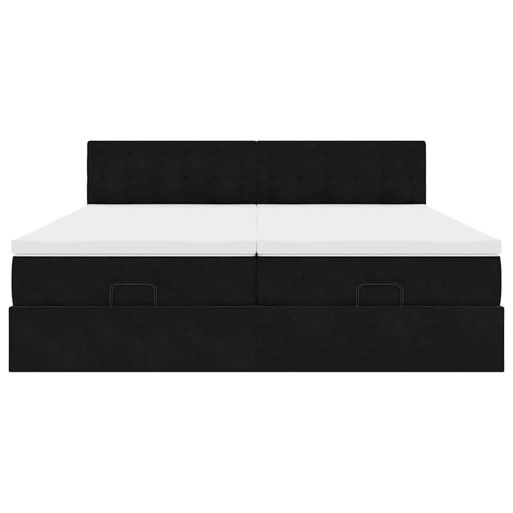 vidaXL Οθωμανικό κρεβάτι με στρώματα Μαύρο 180x200cm Velvet