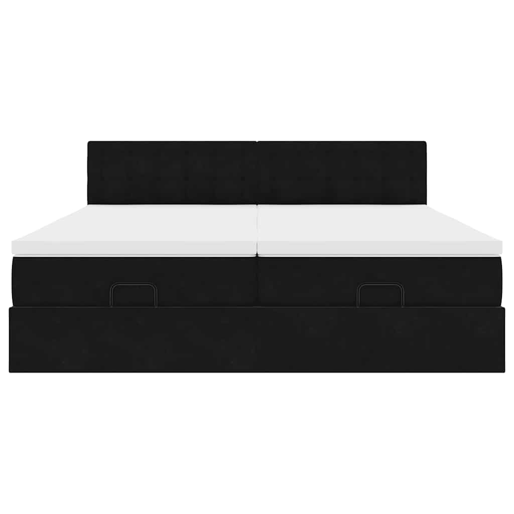 vidaXL Οθωμανικό κρεβάτι με στρώματα Μαύρο 200x200cm Velvet