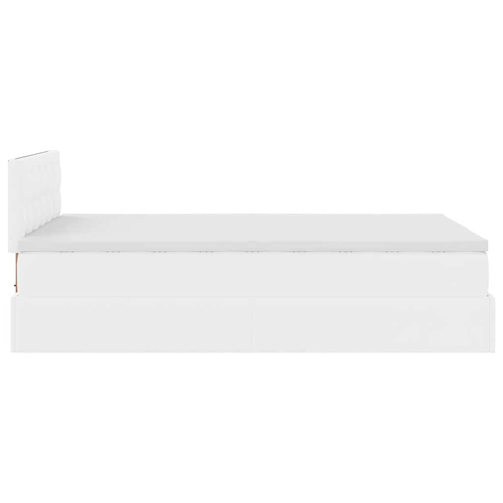 vidaXL Ottoman Κρεβάτι με στρώματα & LED Καθαρό Λευκό Faux Leather