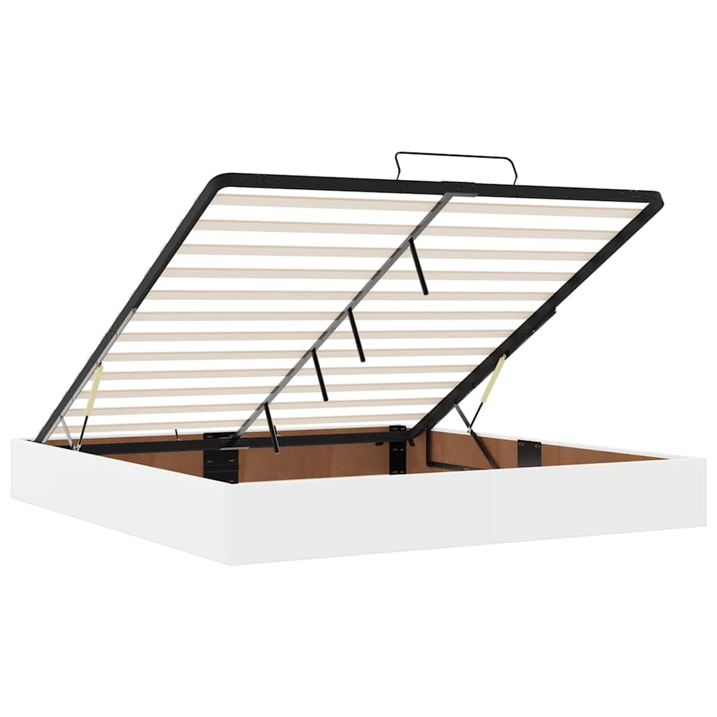 vidaXL Οθωμανικό κρεβάτι με στρώματα & LEDs Καθαρό λευκό Faux Leather