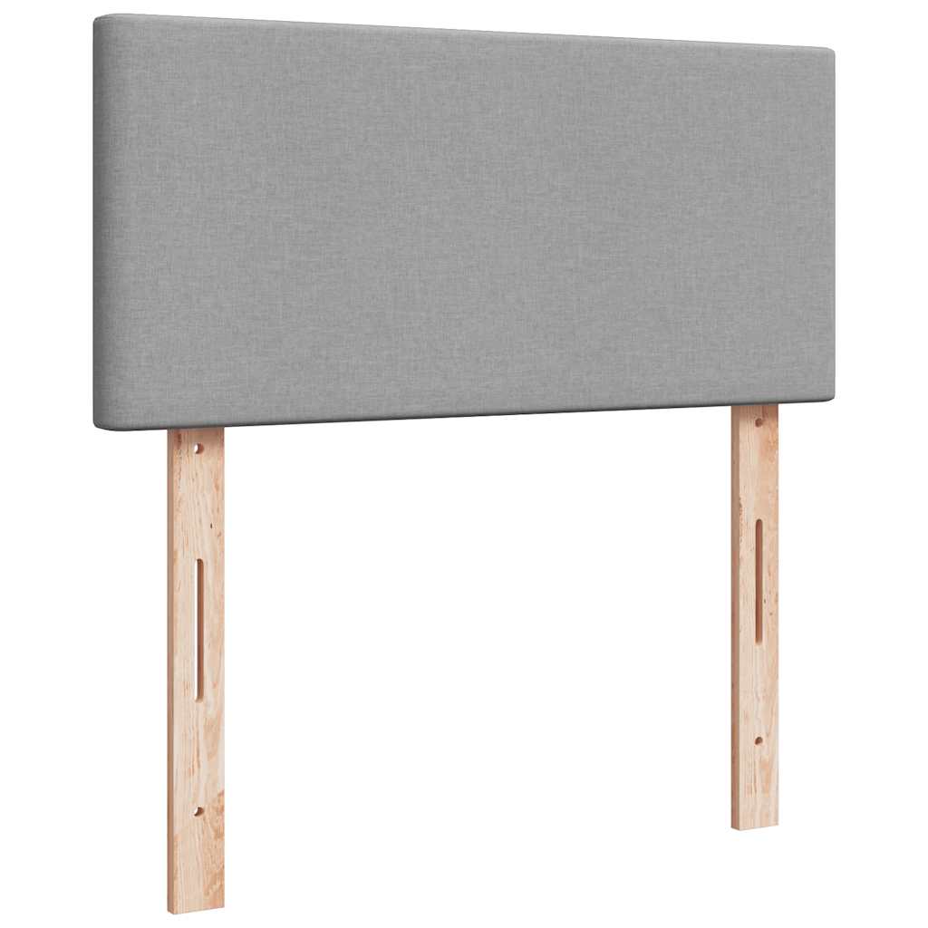 vidaXL Οθωμανικό κρεβάτι με στρώμα & LEDs Ανοιχτό γκρι 90x200cm Ύφασμα