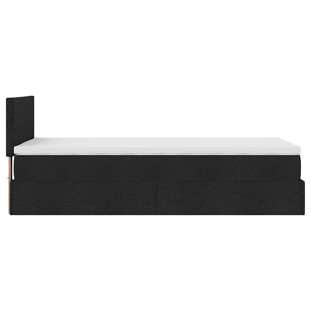 vidaXL Οθωμανικό κρεβάτι με στρώμα & LEDs Μαύρο 90x200 cm Ύφασμα