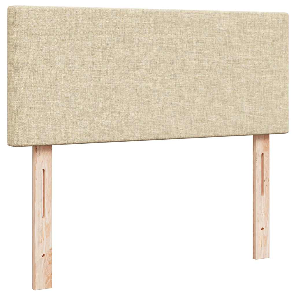 vidaXL Οθωμανικό κρεβάτι με στρώμα & LEDs Cream 120x190cm ύφασμα