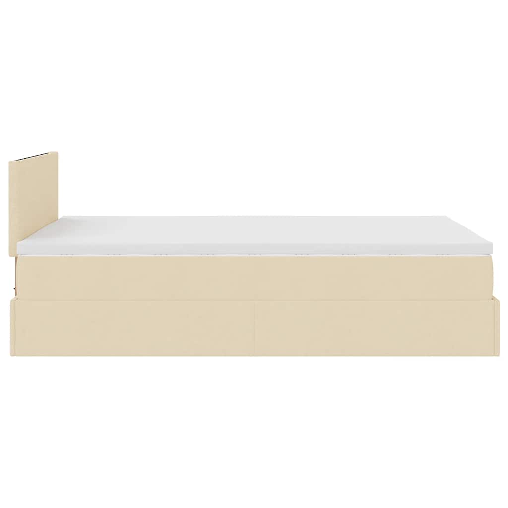vidaXL Οθωμανικό κρεβάτι με στρώμα & LEDs Cream 120x200cm ύφασμα