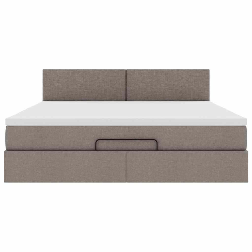 vidaXL Οθωμανικό κρεβάτι με στρώμα & LEDs Taupe 180x200cm ύφασμα