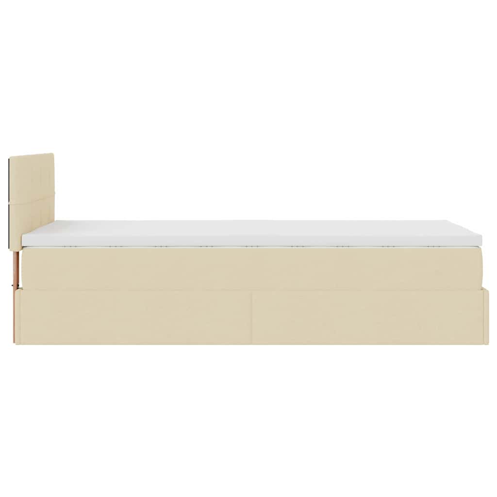 vidaXL Οθωμανικό κρεβάτι με στρώμα & LEDs Cream 80x200cm ύφασμα