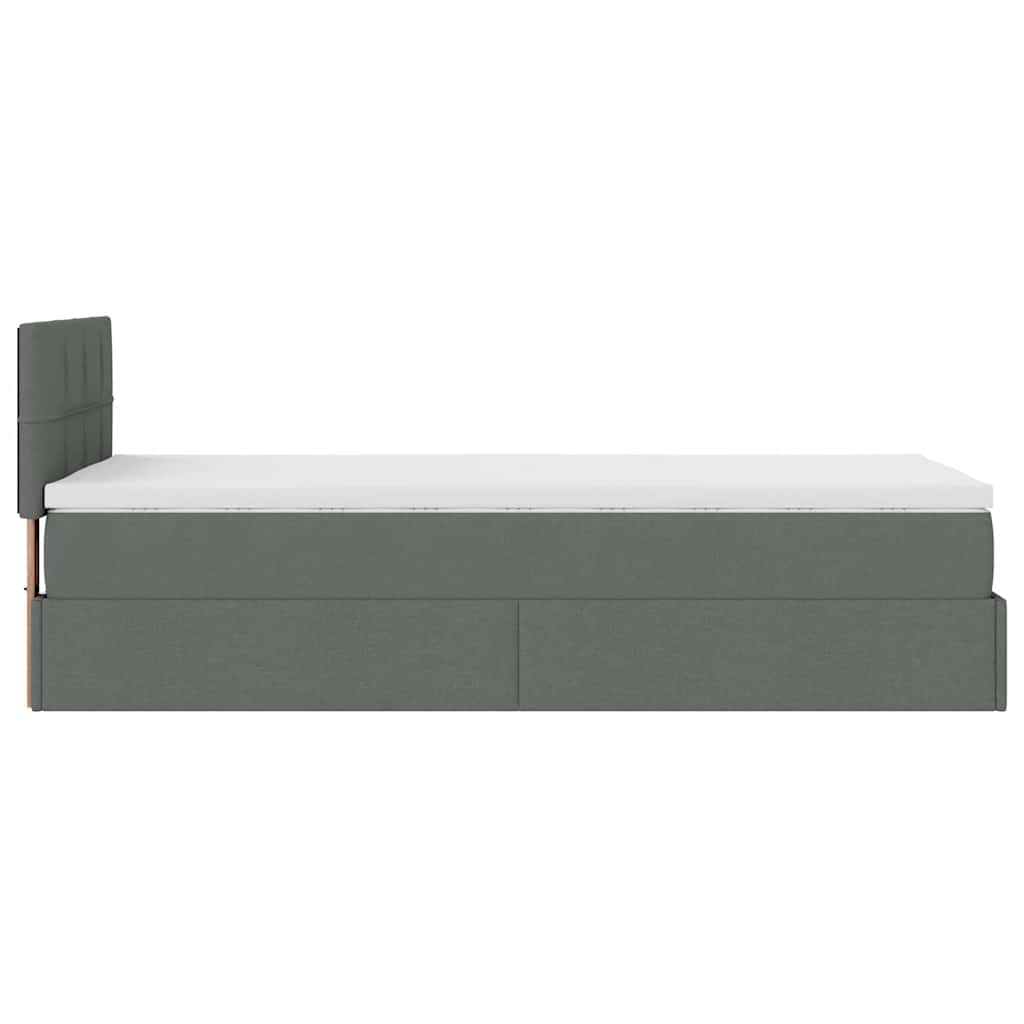 vidaXL Οθωμανικό κρεβάτι με στρώμα & LEDs Σκούρο γκρι ύφασμα 100x200cm